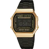 Casio Chronograph VINTAGE, schwarz (schwarz, goldfarben), Armbanduhren, Damen, goldfarben, Chronograph, Quarzuhr, Armbanduhr,Damenuhr, Herrenuhr, Digitaluhr, Edelstahlarmband