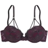 LASCANA Push-up-BH , Damen, Gr. 70, Cup B, lila (pflaume, beere), Spitze, Obermaterial: 60% Polyamid, 35% Polyester, 5% Elasthan, BHs Push-up-BH, mit dekorativen Trägern, sexy Dessous