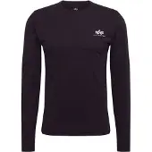Alpha industries 1100000002199 "Basic LS Small Logo", Herren, Gr. 3XL, schwarz, Single Jersey, Obermaterial: 100% Baumwolle, bedruckt, schmal normal, Rundhals, gerader Abschluss, Shirts 1100000002199