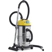 Klarstein Reinraum - Industriesauger, Nasssauger, Aschesauger, Trockensauger, 1800 Watt, Auffangfilter, Gebläsefunktion, 30 Liter Edelstahl-Behälter, integrierte Steckdose, silber-gelb