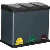OEM 24L Edelstahlmülltonne mit Fußhebel, 3-in-1, grau
