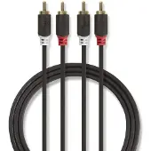 Nedis Gold Cabw24200at100 Stereo-audiokabel 2x Rca M-2x Rca M Beschichtet 10 M
