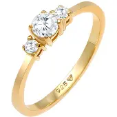 Elli Silberring "Ring Verlobungsring Zirkonia 925 Silber" Gr. 58, gold, Fingerringe, Damen, 58, Silber 925 (Sterlingsilber), Silberring