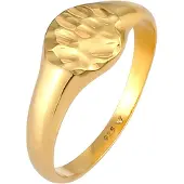 Elli Siegelring "Ring Siegelring Hammerschlag Trend 925 Silber" Gr. 56, gold, Fingerringe, Damen, 56, ohne Stein, Silber 925 (Sterlingsilber), Siegelring