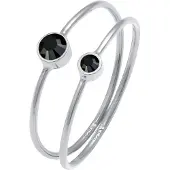 Elli Ring-Set "Ring Schwarz Kristalle (2 tlg) 925 Silber" Gr. 54, silber, Fingerringe, Damen, 54,mit Stein, Silber 925 (Sterlingsilber), 4mm, Ring-Set