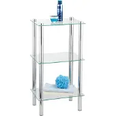 Wenko Regal "Yago", transparent (glänzend, ablagen: transparent, transparent), B:30cm H:74cm T:40cm, Edelstahl, Regale, Regal, 2 Shampoo-Ablagen