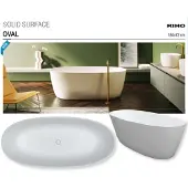 Riho Oval freistehende Badewanne, SOLIDSurface, 160x72x56,5cm, B129001105