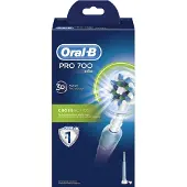 Oral-B PRO 700 CrossAction, Erwachsener, Rotierende-vibrierende Zahnbürste, Tägliche Pflege, Blau, Weiß, Akku, Eingebaut