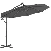vidaXL Ampelschirm mit LED-Beleuchtung und Stahl-Mast 300 cm Anthrazit