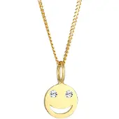 Elli Silberkette "Halskette mit Smiling Face 925 Silber, mit Kristallen von Swarovski" Gr. 45, gold, Halsketten, Damen, 45, Silber 925 (Sterlingsilber), Silberkette
