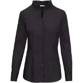 Seidensticker Klassische Bluse , Damen, Gr. L (40), schwarz, 100% Baumwolle, unifarben, slim fit, ohne Ausschnitt, Blusen Klassische Bluse, 1/1 Stehkragen Uni