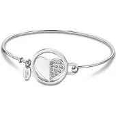 Lotus Armreif "Essentials - Herz", silber (edelstahlfarben, kristallweiß, kristallweiß), Armbänder, Damen, Edelstahl, Armreif, mit Glasstein