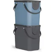 Rotho 2er-Set Mülltrennsystem ALBULA, Farbe:Anthrazit / Blau