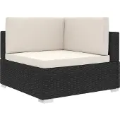 vidaXL Modular-Sofa-Eckteil 1 Stk. + Auflagen Poly Rattan Schwarz