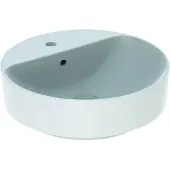 Geberit Aufsatzwaschtisch VariForm d 45cm, m Hahnloch, m ÜL, rund, weiß