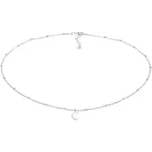 Elli Choker "Halskette Choker Kugelkette Halbmond 925 Silber" Gr. 36, silber, Halsketten, Damen, ohne Stein, Silber 925 (Sterlingsilber), Choker