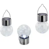 Esotec Solar Hängeleuchten 3er-Set Crackle Balls kaltweiß outdoor IP44 102308