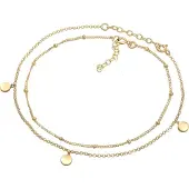Elli Fußketten Set "Fußschmuck Ball Basic 2er Set 925 Sterling Silber" Gr. 22, gold, Fußketten, Damen, Silber 925 (Sterlingsilber), Fußketten Set
