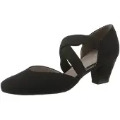 Ara Spangenpumps "TOULOUSE", Damen, Gr. 5,5 (38,5), Leder, schwarz, Textil, unifarben, Schuhe Spangenpumps, Abendschuh, Festtagsschuh, Trichterabsatzmit elastischen Riemchen