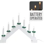 Homestyling Weihnachtsleuchter Holz weiß batteriebetrieben