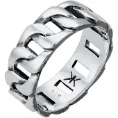KUZZOI Silberring "Ring Herren Chunky Chain Look Panzerglieder 925 Silber" Gr. 60, silber, Fingerringe, Herren, 60, Silber 925 (Sterlingsilber), Silberring