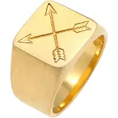 KUZZOI Siegelring "Ring Herren Siegelring Matt Basic Pfeil 925er Silber" Gr. 64, gold, Fingerringe, Herren, 64, ohne Stein, Silber 925 (Sterlingsilber), 15mm, Siegelring