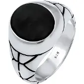 KUZZOI Siegelring "Ring Herren Siegelring Oval Emaille 925er Silber" Gr. 60, silber, Fingerringe, Herren, 60, ohne Stein, Silber 925 (Sterlingsilber), 11mm, Siegelring
