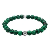 KUZZOI Armkette "Armband Herren synth. Malachit Bead Oxidiert 925 Silber" Gr. 230, grün, Armbänder, Herren, 230, Resin, Armkette