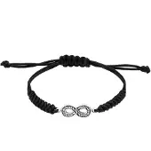 KUZZOI Armband Textilband Infinity Symbol Oxidiert 925 Silber Kuzzoi Schwarz