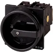 Eaton 207401 Hauptschalter, T0, 20 A, Einbau, 2 Baueinheit(en), 3-polig + N, HALT-Funktion, mit schwarzem Drehgriff und Sperrkranz, abschließbar in