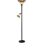 Clayre & Eef Tiffany Stehlampe Ø 30x178 cm Beige Rot Metall