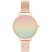 Olivia Burton Analog Quarzuhr für Damen Kollektion Rainbow mit Roségoldfarbenes