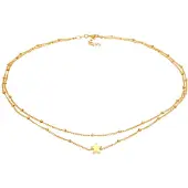 Elli Choker "Halskette Choker Layer Kugelkette Stern 925 Sterling Silber" Gr. 36, gold, Halsketten, Damen, ohne Stein, Silber 925 (Sterlingsilber), Choker