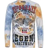 Cipo & Baxx T-Shirt "Sweatshirts", Herren, Gr. L, blau (orange, blau), Obermaterial: 95% Baumwolle CO. 5% Elasthan EL., regular fit, Shirts T-Shirt, mit coolem Print