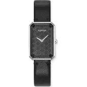 Engelsrufer Quarzuhr "Lebensblume", schwarz (schwarz, schwarz, grau), Armbanduhren, Damen, edelstahlfarben, Quarzuhr, Armbanduhr, Damenuhr, Lederarmband, analog