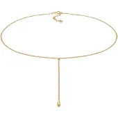 Elli Y-Kette "Halskette Choker Y-kette Tropfen Kugel 925 Silber" Gr. 36, gold, Halsketten, Damen, ohne Stein, Silber 925 (Sterlingsilber), Y-Kette