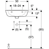 Geberit Renova Handwaschbecken, ohne Hahnloch, ohne Überlauf, Breite: 50cm, 500.577.01.1, Farbe: Weiß