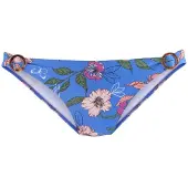 s.Oliver Bikini-Hose "Maya", Damen, Gr. 32, N-Gr, blau (blau, bedruckt), Polyamid, floral, Badehosen Bikini-Hose, mit Zierringen in Horn-Optik