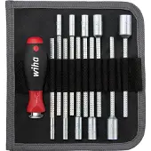 Wiha Schraubendreher mit Wechselklingen Set SYSTEM 6 Sechskant-Steckschlüssel 13-teiliges Set mit Rolltasche - 27713