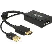DeLOCK 0.245m HDMI+USB2.0-A/DisplayPort, 0,254 m, HDMI + USB, DisplayPort, Männlich, Weiblich, Gold