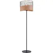 JUST LIGHT Ländliches Stehlampe schwarz mit Rattan - Treccia