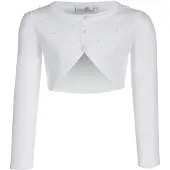 Happy girls Bolero "cardigan", Mädchen, Gr. 92, weiß, Strick, Obermaterial: 100% Baumwolle, unifarben, bauchfrei, Rundhals, Strickjacken Bolero, vorne mit schönen Zierperlen bestickt