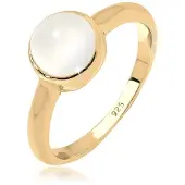 Elli Silberring "Ring Solitär Edelstein Mondstein Pastell 925 Silber" Gr. 62, gold, Fingerringe, Damen, 62, Silber 925 (Sterlingsilber), Silberring