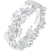 Elli Silberring "Ring Bandring Blüte Blume Flower Hippie 925 Silber" Gr. 58, silber, Fingerringe, Damen, 58, Silber 925 (Sterlingsilber), Silberring