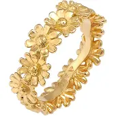 Elli Silberring "Ring Bandring Blüte Blume Flower Hippie 925 Silber" Gr. 56, gold, Fingerringe, Damen, 56, Silber 925 (Sterlingsilber), Silberring