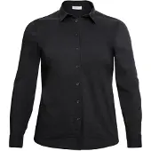 Sheego Hemdbluse , Damen, Gr. 44, schwarz, 70% Baumwolle, 27% Polyamid, 3% Elasthan, unifarben, Blusen Hemdbluse