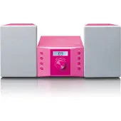 Lenco MC-013PK Kinder-Mikroanlage CD-Player UKW-Radio AUX-In mit Stickern Pink