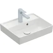 Villeroy & Boch Collaro Handwaschbecken, 1 Hahnloch, ohne Überlauf, ungeschliffen, 450x370mm, 433446RW, Farbe: Stone White CeramicPlus