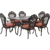 Beliani Set Gartenmöbel Tisch 6 Stühle Dunkelbraun Aluminium Elegante Retro-Optik