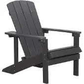 Beliani Gartenstuhl Dunkelgrau Kunstholz breite Armlehnen Muskoka Adirondack Stil Terrasse Outdoor